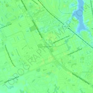 Mapa topográfico Coral Gardens, altitud, relieve