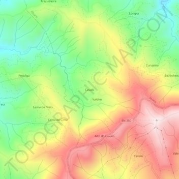 Mapa topográfico Cavalo, altitud, relieve
