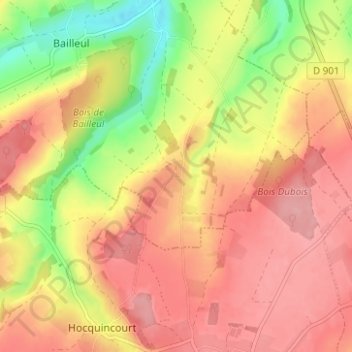 Mapa topográfico Grandsart, altitud, relieve