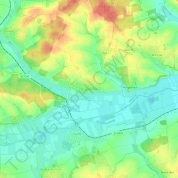 Mapa topográfico Eisenhofen, altitud, relieve