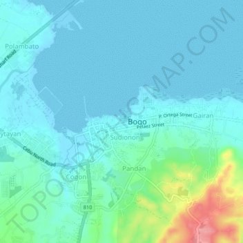 Mapa topográfico Sambag, altitud, relieve