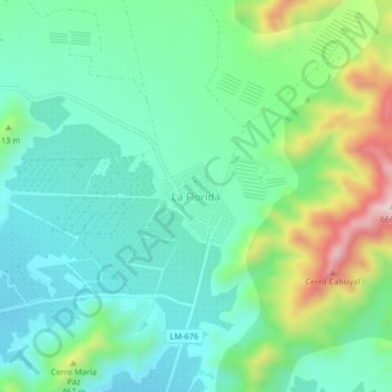 Mapa topográfico La Florida, altitud, relieve