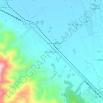 Mapa topográfico Mamanaca, altitud, relieve
