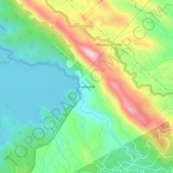 Mapa topográfico Anchuruli, altitud, relieve
