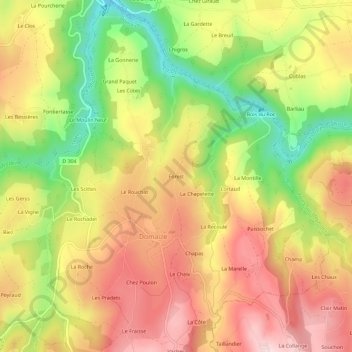 Mapa topográfico Forest, altitud, relieve