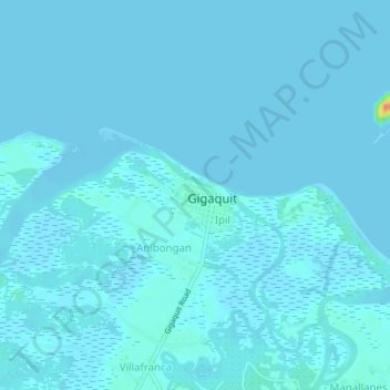 Mapa topográfico Alambique, altitud, relieve