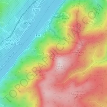 Mapa topográfico Kienstockspitze, altitud, relieve