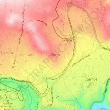 Mapa topográfico A, altitud, relieve