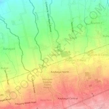 Mapa topográfico Salaban, altitud, relieve