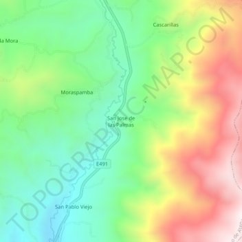 Mapa topográfico San Jose de las Palmas, altitud, relieve