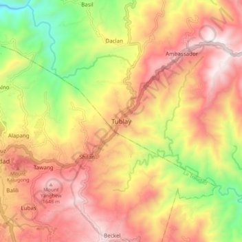 Mapa topográfico Tublay, altitud, relieve