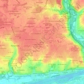Mapa topográfico La Forge, altitud, relieve