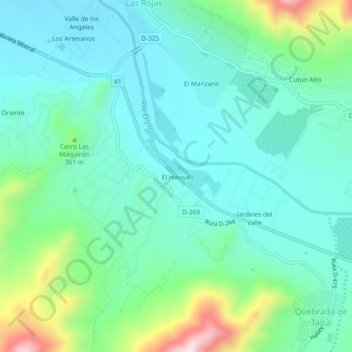 Mapa topográfico El Hinojal, altitud, relieve
