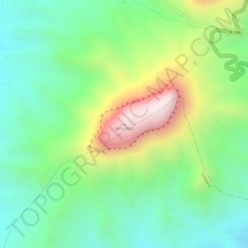 Mapa topográfico Cerro Baúl, altitud, relieve