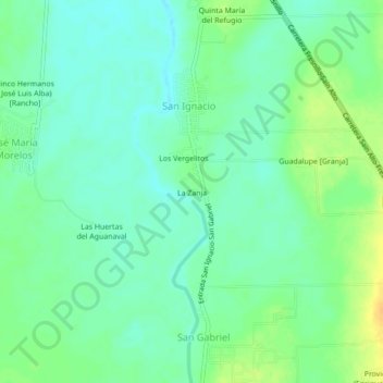 Mapa topográfico La Zanja, altitud, relieve