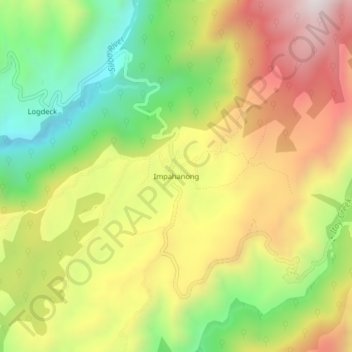 Mapa topográfico Impahanong, altitud, relieve