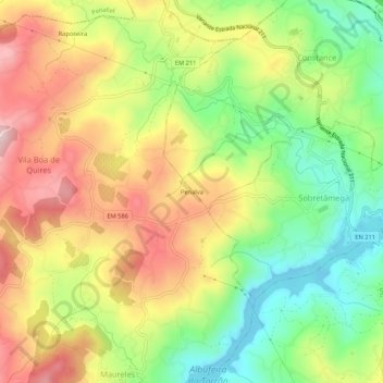 Mapa topográfico Penalva, altitud, relieve