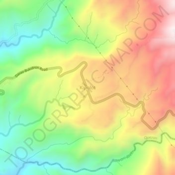 Mapa topográfico Kipolot, altitud, relieve