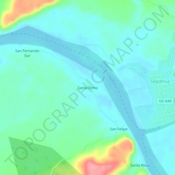 Mapa topográfico Santa Elena, altitud, relieve