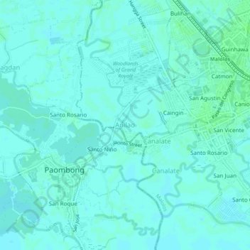 Mapa topográfico Anilao, altitud, relieve