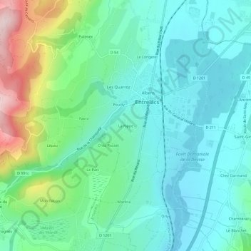 Mapa topográfico La Rippe, altitud, relieve