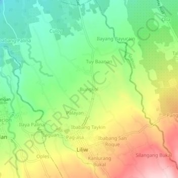 Mapa topográfico Bungkol, altitud, relieve
