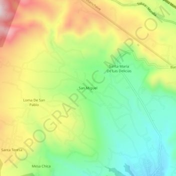 Mapa topográfico San Miguel, altitud, relieve