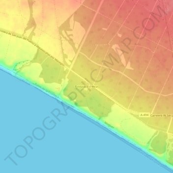 Mapa topográfico Poblado Forestal, altitud, relieve