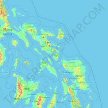 Mapa topográfico Sorsogon, altitud, relieve
