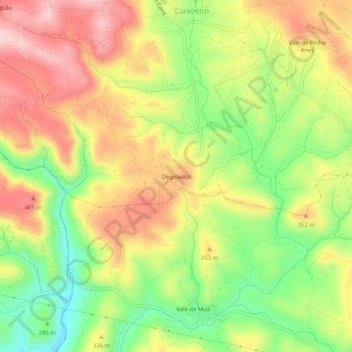 Mapa topográfico Degolados, altitud, relieve