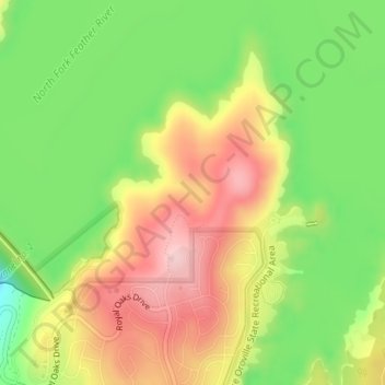 Mapa topográfico Kelly Ridge Recreation Area, altitud, relieve