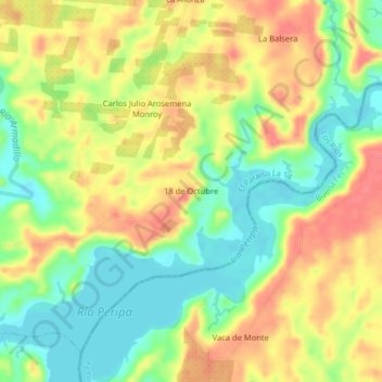 Mapa topográfico 18 de Octubre, altitud, relieve