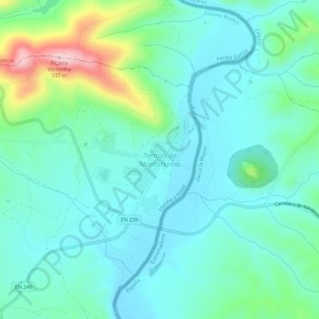 Mapa topográfico Termas de Monfortinho, altitud, relieve