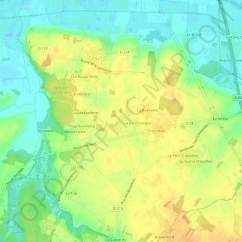 Mapa topográfico La Mauvinière, altitud, relieve