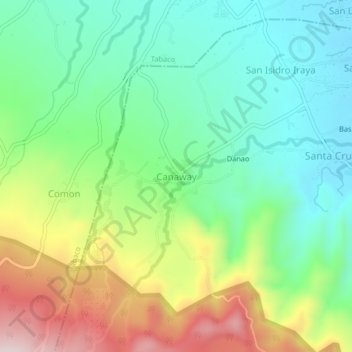 Mapa topográfico Canaway, altitud, relieve