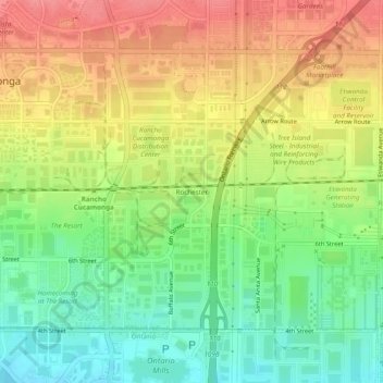 Mapa topográfico Rochester, altitud, relieve