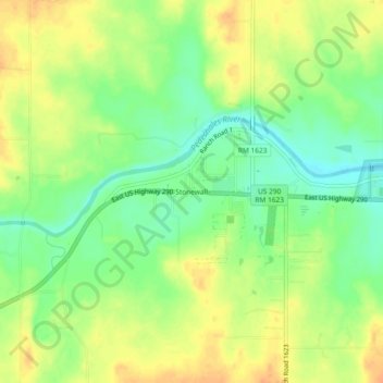 Mapa topográfico Stonewall, altitud, relieve