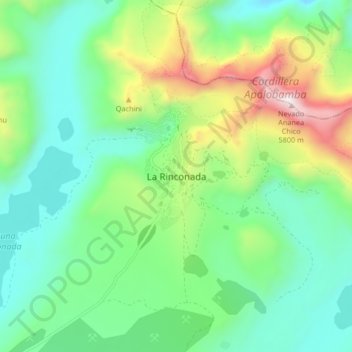 Mapa topográfico La Rinconada, altitud, relieve