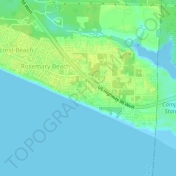 Mapa topográfico Inlet Beach, altitud, relieve