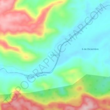 Mapa topográfico Villano, altitud, relieve
