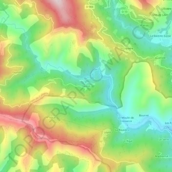 Mapa topográfico Thonas, altitud, relieve