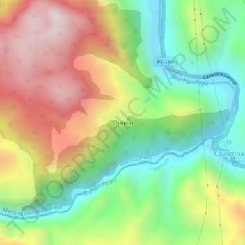Mapa topográfico Chalpon, altitud, relieve