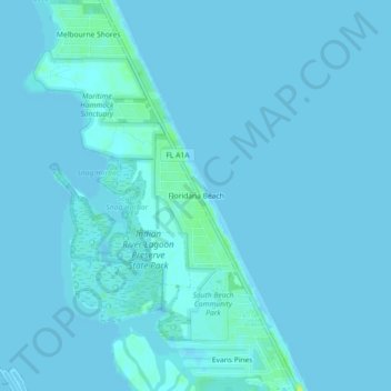 Mapa topográfico Floridana Beach, altitud, relieve