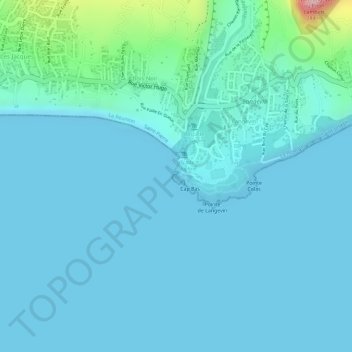 Mapa topográfico Cale de Langevin, altitud, relieve