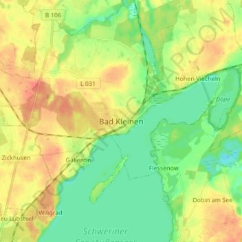 Mapa topográfico Bad Kleinen, altitud, relieve