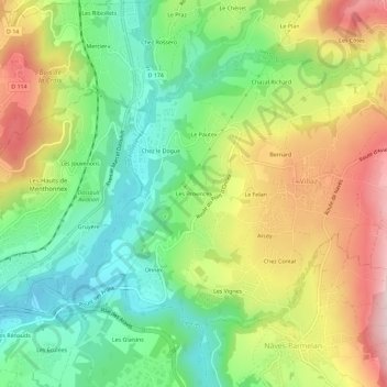 Mapa topográfico Les Provinces, altitud, relieve