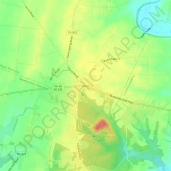 Mapa topográfico Upton, altitud, relieve
