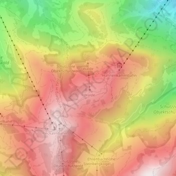 Mapa topográfico Hahnenkamm, altitud, relieve