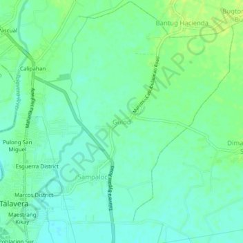 Mapa topográfico Gulod, altitud, relieve