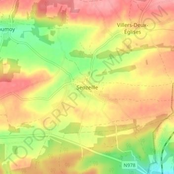 Mapa topográfico Senzeille, altitud, relieve